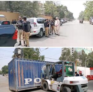 Police seen deployed in Karachi