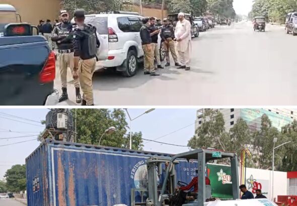 Police seen deployed in Karachi